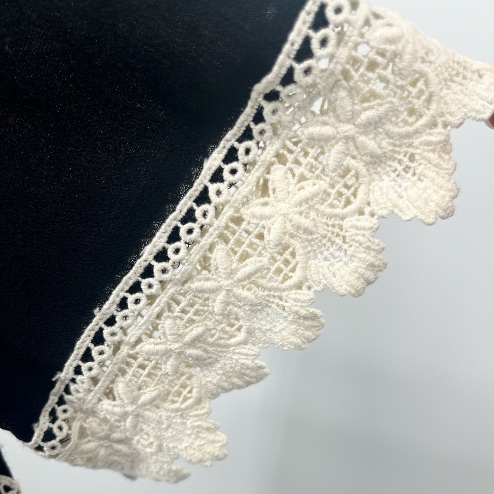 THML Black Mini Dress with Cream Lace Trim - Picture 3 of 4